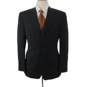 Canali Mens Black Solid Wool Blazer Size 40
